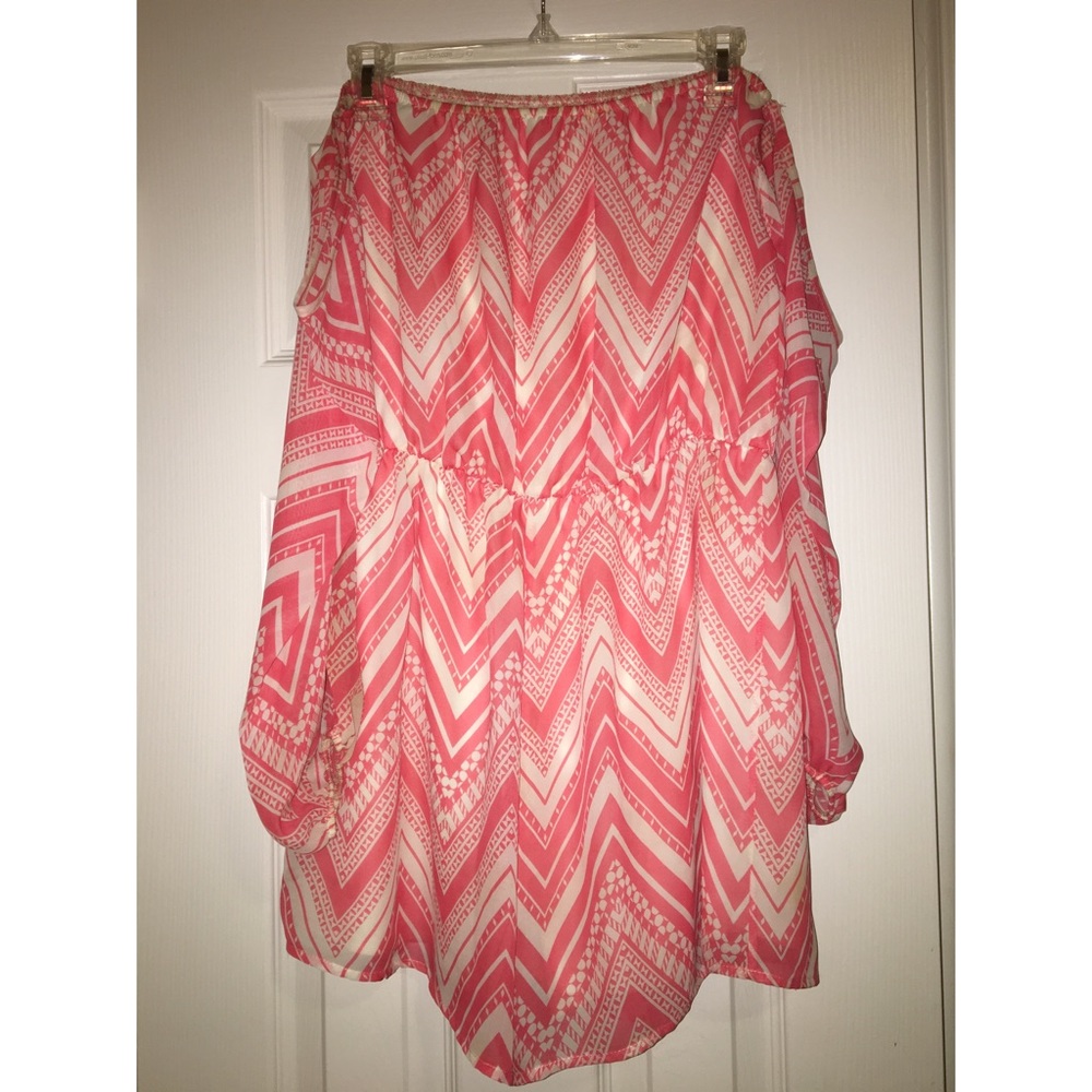 Pink and White Off the Shoulder Romper
